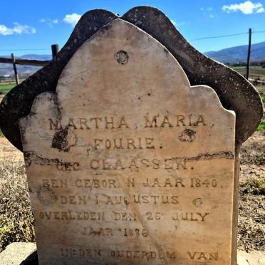 FOURIE Martha Maria nee CLAASSEN 1840-1886