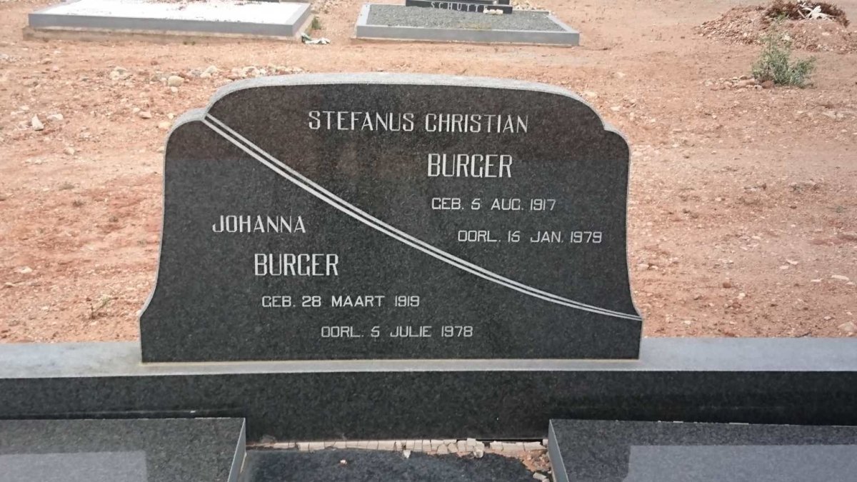 BURGER Stefanus Christian 1917-1979 &amp; Johanna 1919-1978