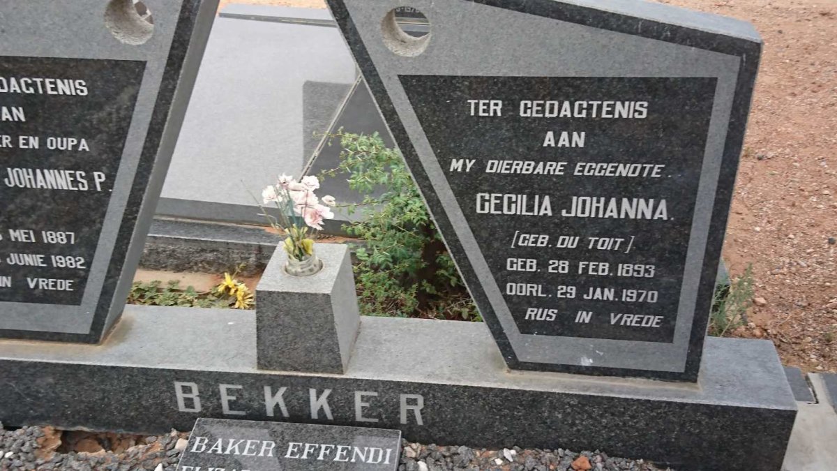 BEKKER Christiaan Johannes P. 1887-1982 &amp; Cecilia Johanna DU TOIT 1893-1970
