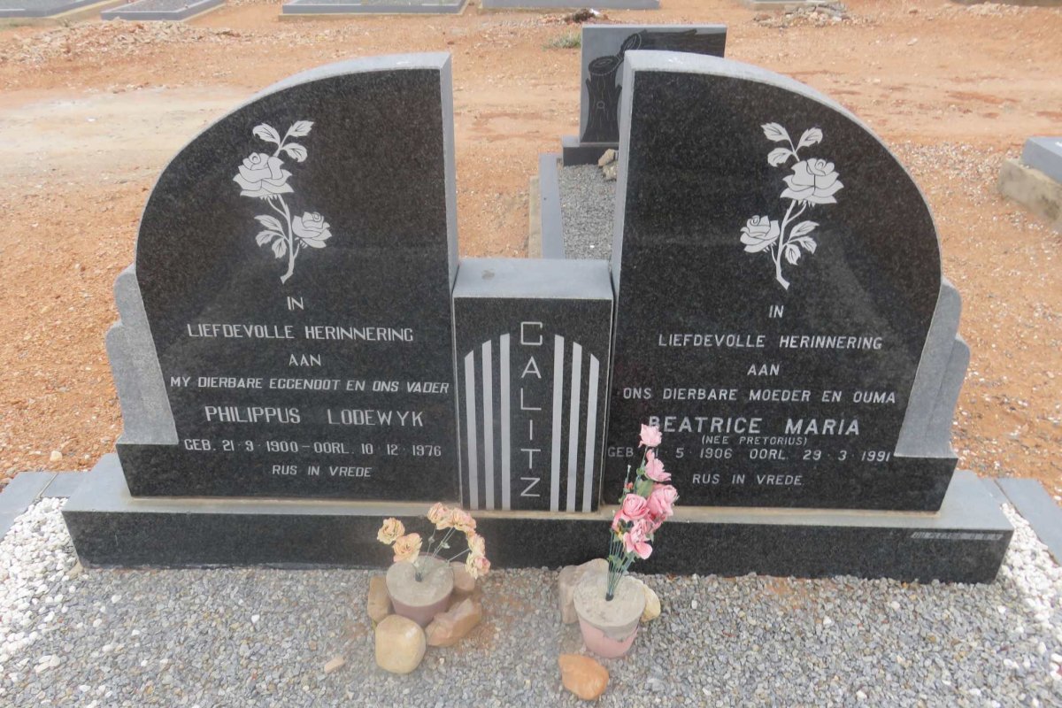 CALITZ Philippus Lodewyk 1900-1976 &amp; Beatrice Maria PRETORIUS 1906-1991