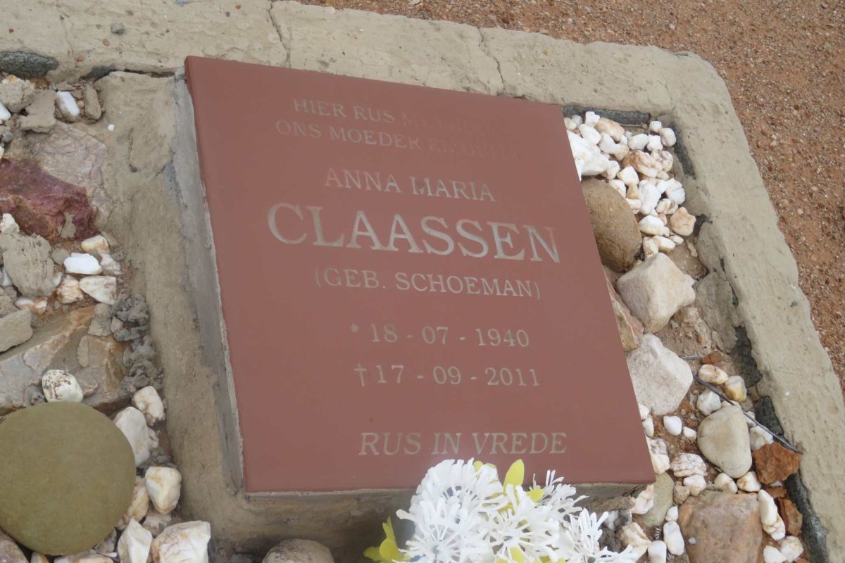 CLAASSEN Anna Maria nee SCHOEMAN 1940-2011