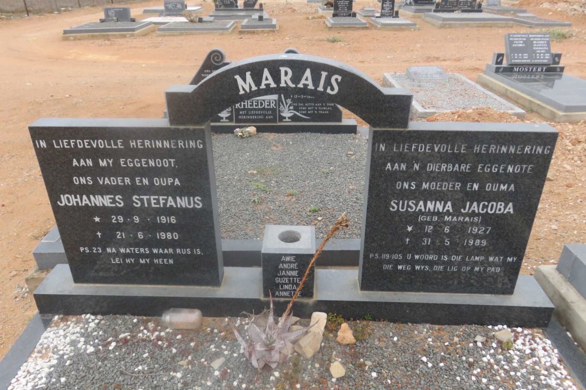 MARAIS Johannes Stefanus 1916-1980 &amp; Susanna Jacoba MARAIS 1927-1989