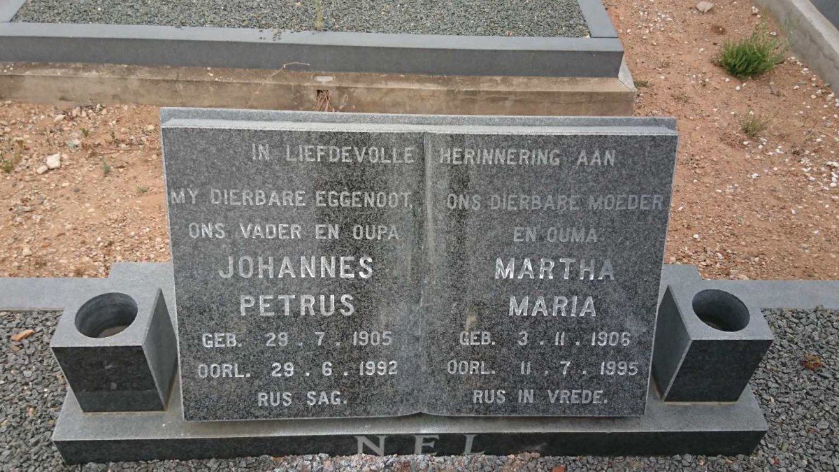 NEL Johannes Petrus 1905-1992 &amp; Martha Maria 1906-1995