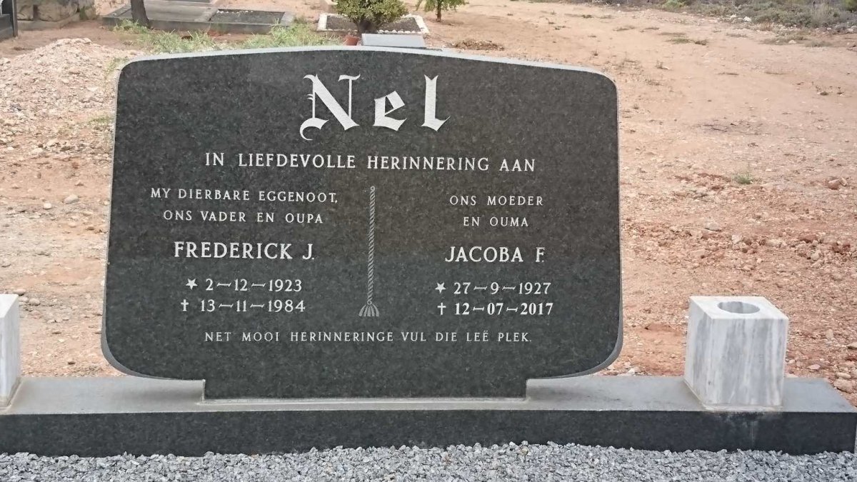 NEL Frederick J. 1923-1984 &amp; Jacoba F. 1927-2017
