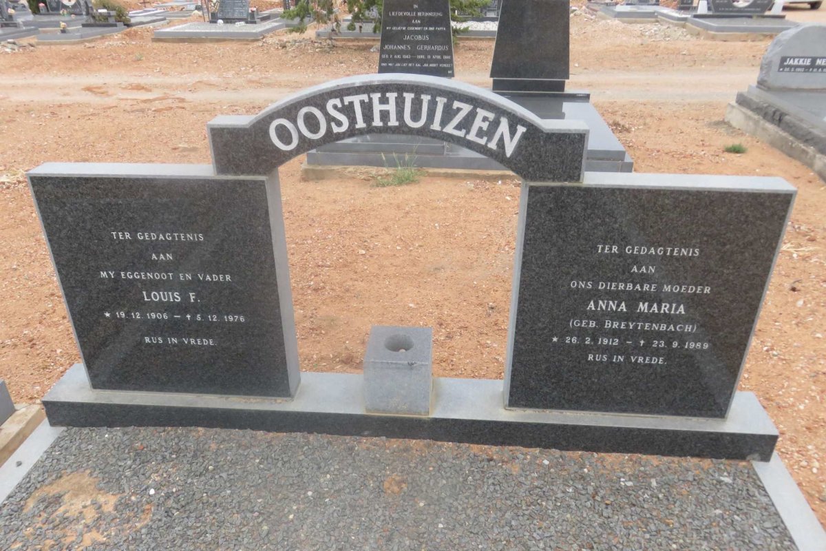 OOSTHUIZEN Louis F. 1906-1976 &amp; Anna Maria BREYTENBACH 1912-1989