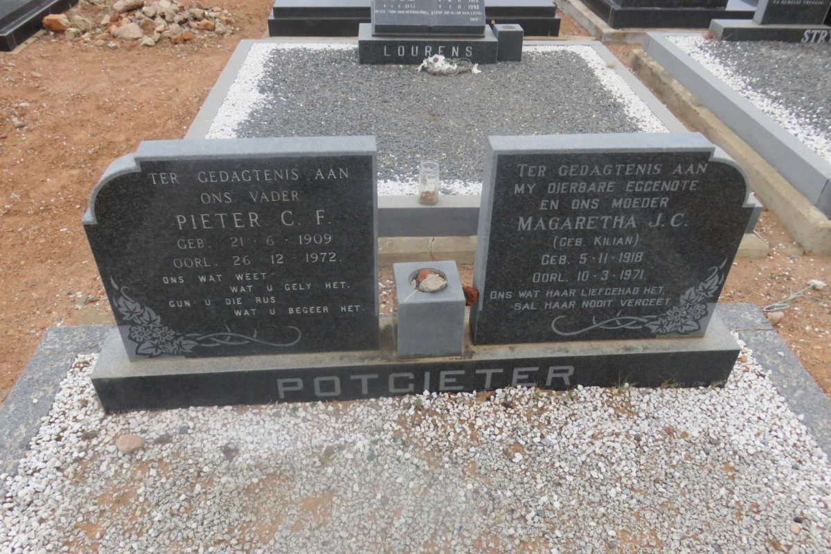 POTGIETER Pieter C.F. 1909-1972 &amp; Magaretha J.C. KILIAN 1918-1971