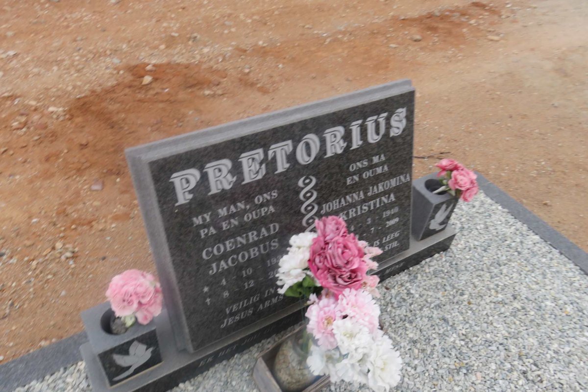 PRETORIUS Coenrad Jacobus 1931-2003 &amp; Johanna Jakomina Kristina 1940-2009