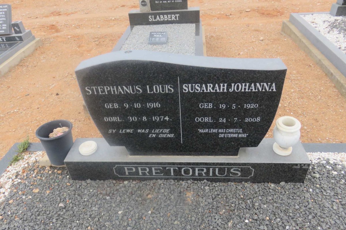 PRETORIUS Stephanus Louis 1916-1974 &amp; Susarah Johanna 1920-2008