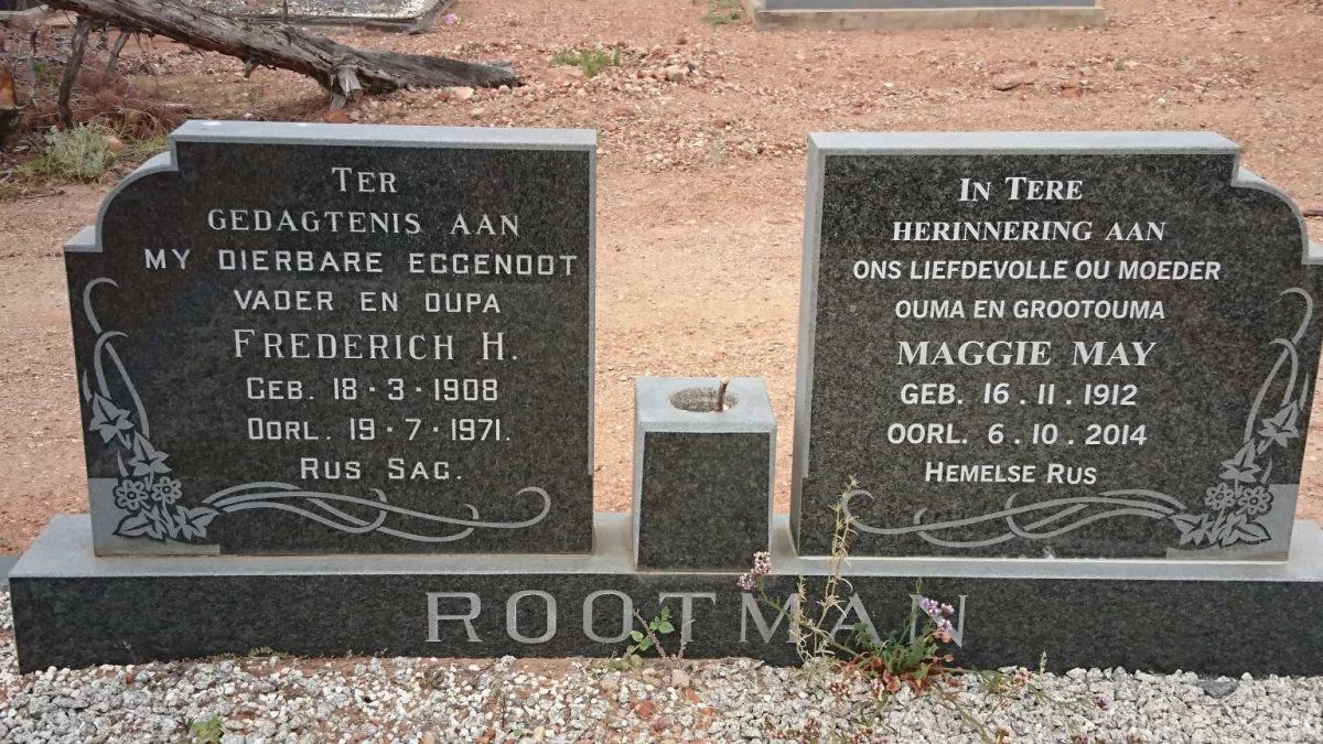 ROOTMAN Frederich H. 1908-1971 &amp; Maggie May 1912-2014