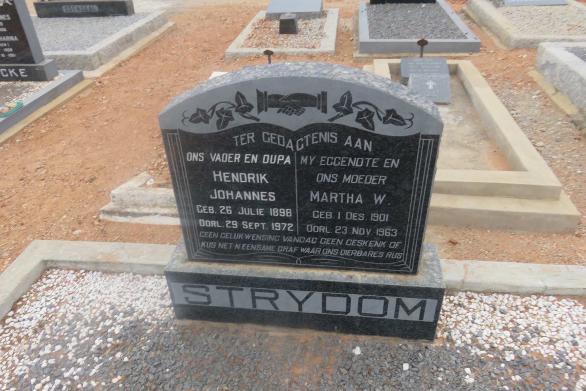 STRYDOM Hendrik Johannes 1898-1972 &amp; Martha W. 1901-1963