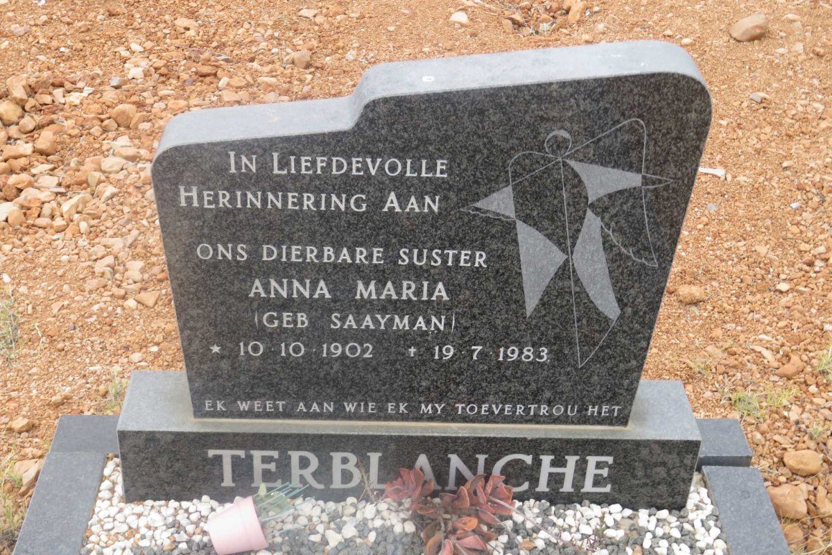 TERBLANCHE Anna Maria nee SAAYMAN 1902-1983