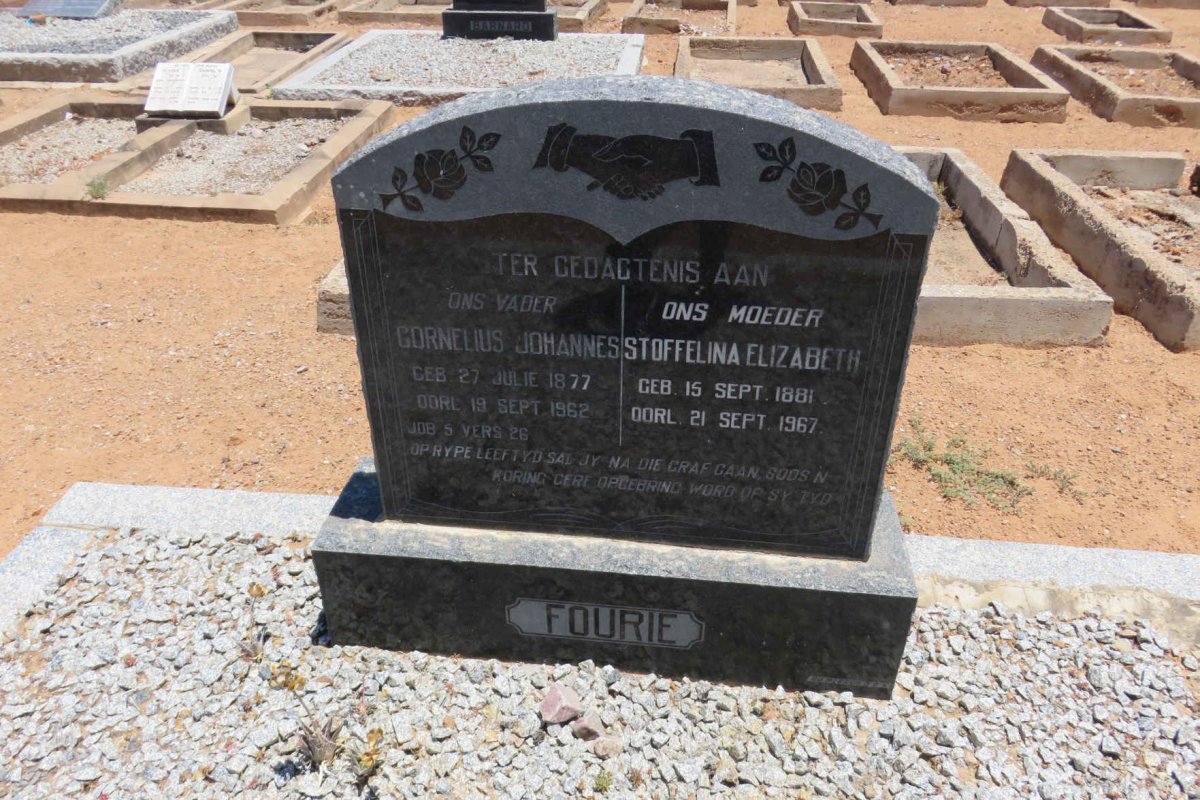 FOURIE Cornelius Johannes 1877-1962 &amp; Stoffelina Elizabeth 1881-1967