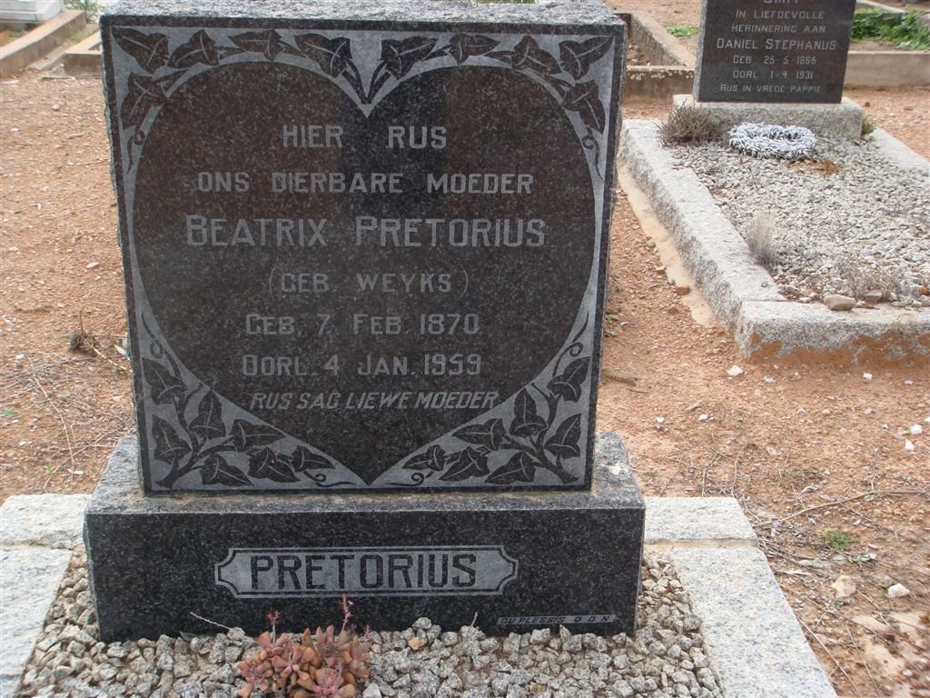 PRETORIUS Beatrix née WEYKS 1870-1959