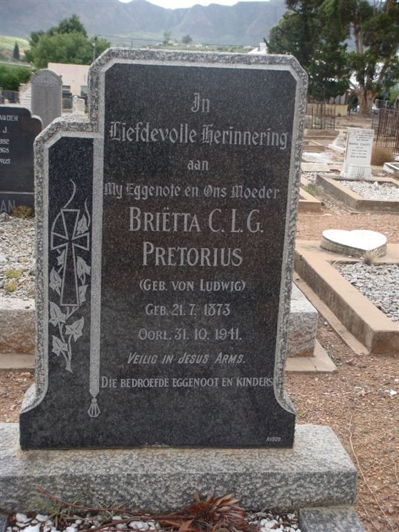 PRETORIUS Briëtta C.L.G. née VON LUDWIG 1873-1941