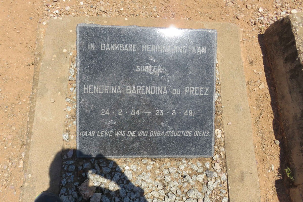 PREEZ Hendrina Barendina, du 1884-1949