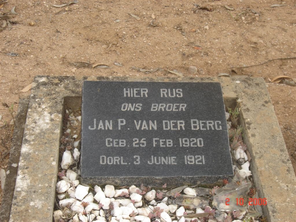 BERG Jan P., van der 1920-1921
