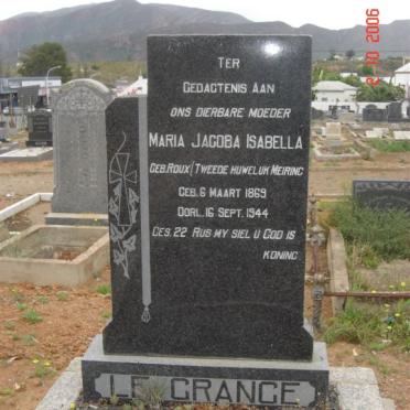 MEIRING Maria Jacoba Isabella voorheen LE GRANGE nee ROUX 1869-1944