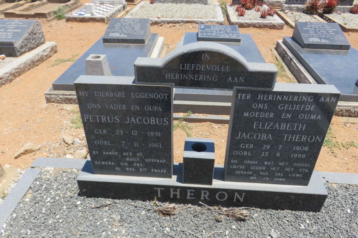 THERON Petrus Jacobus 1891-1961 &amp; Elizabeth Jacoba 1906-1996
