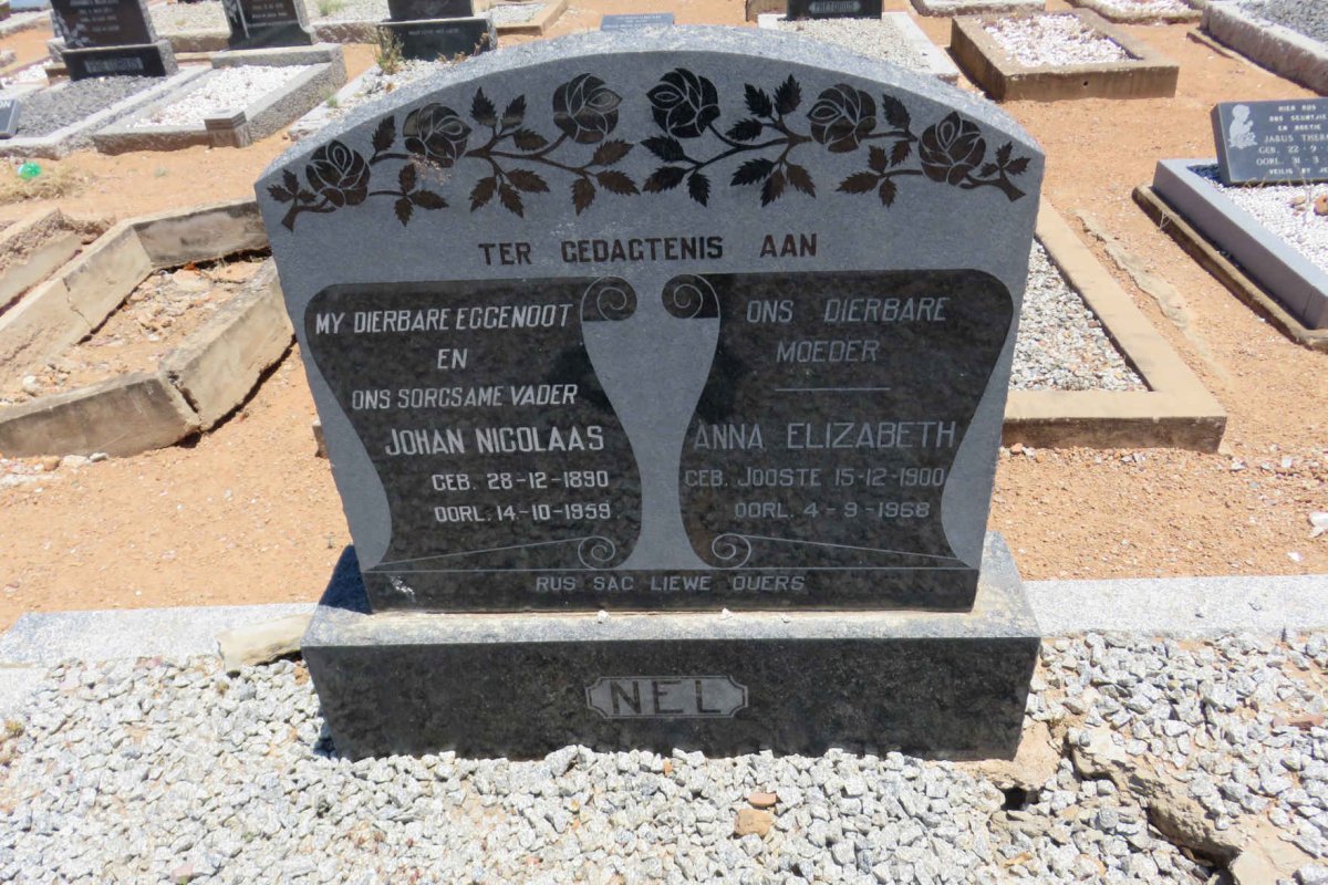 NEL Johan Nicolaas 1890-1959 &amp; Anna Elizabeth JOOSTE 1900-1968