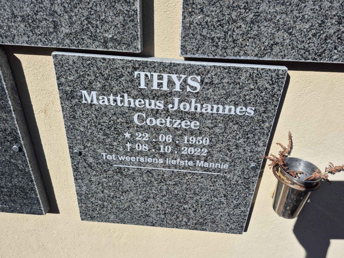 THYS Mattheus Johannes Coetzee 1950-2022