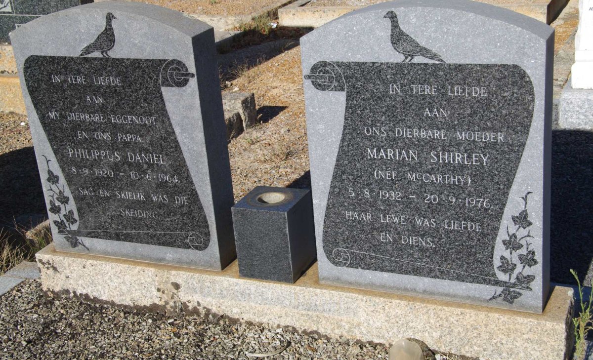 ? Philippus Daniel 1920-1964 &amp; Marian Shirley McCARTHY 1932-1976