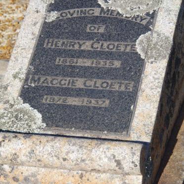 CLOETE Henry 1861-1935 &amp; Maggie 1872-1937