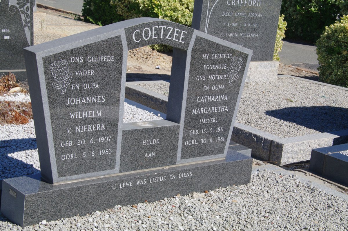 COETZEE Johannes Wilhelm v. Niekerk 1907-1983 &amp; Catharina Margaretha MEYER 1911-1981