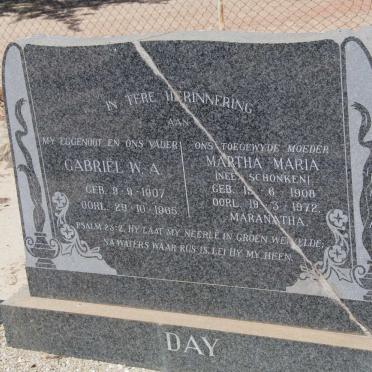 DAY Gabriel W.A. 1907-1965 &amp; Martha Maria SCHONKEN 1908-1972