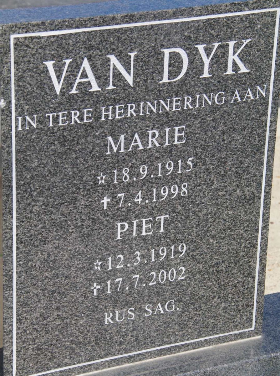 DYK Piet, van 1919-2002 &amp; Marie 1915-1998