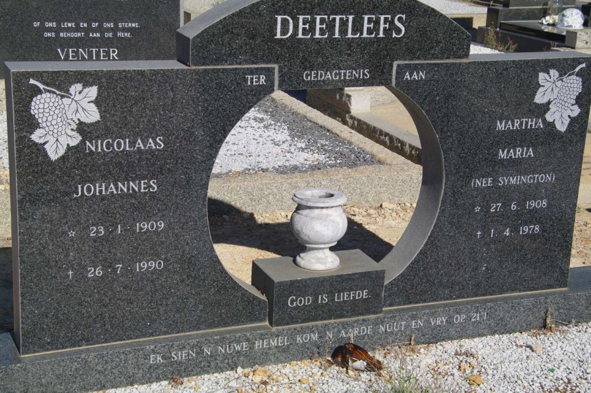 DEETLEFS Nicolaas Johannes 1909-1990 &amp; Martha Maria SYMINGTON 1908-1978
