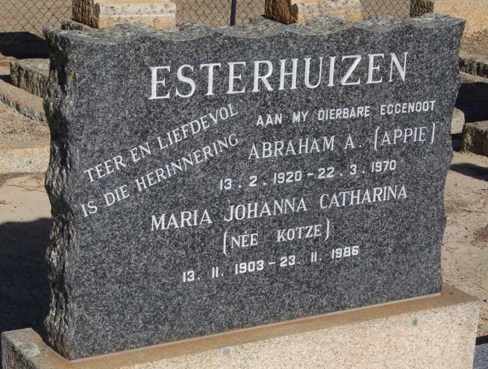 ESTERHUIZEN Abraham A. 1920-1970 &amp; Maria Johanna Catharina KOTZE 1903-1986