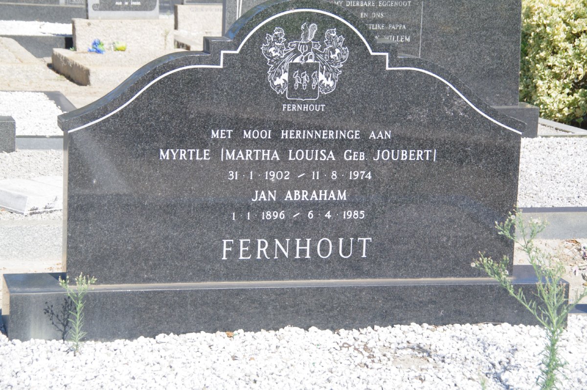 FERNHOUT Jan Abraham 1896-1985 &amp; Martha Louisa JOUBERT 1902-1974