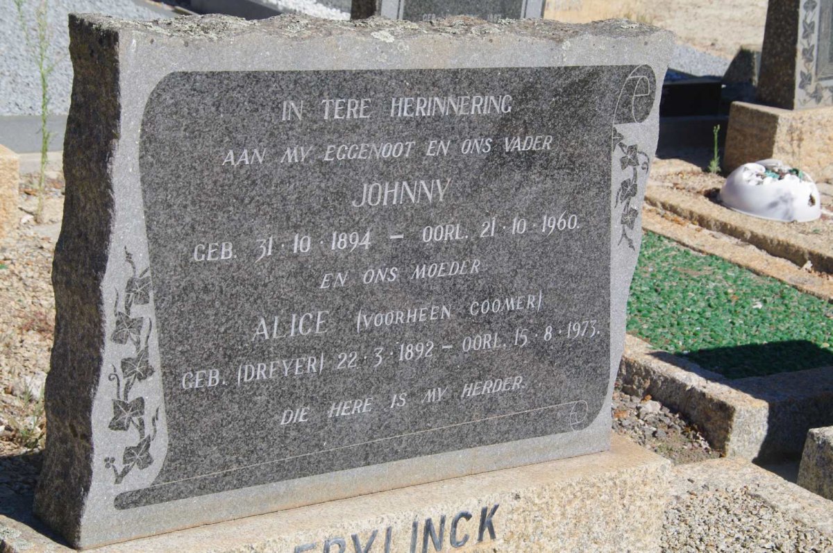 FRYLINK Johnny 1894-1960 &amp; Alice voorheen COOMER nee DREYER 1892-1973