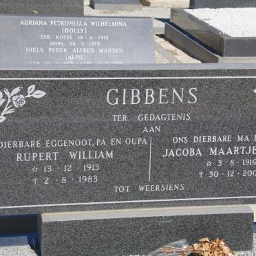 GIBBENS Rupert William 1913-1983 &amp; Jacoba Maartje Maria 1916-2002
