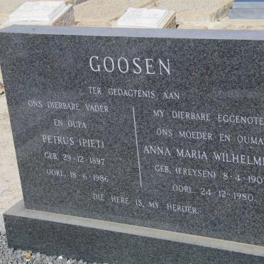 GOOSEN Petrus 1897-1986 &amp; Anna Maria Wilhelmina FREYSEN 1907-1980