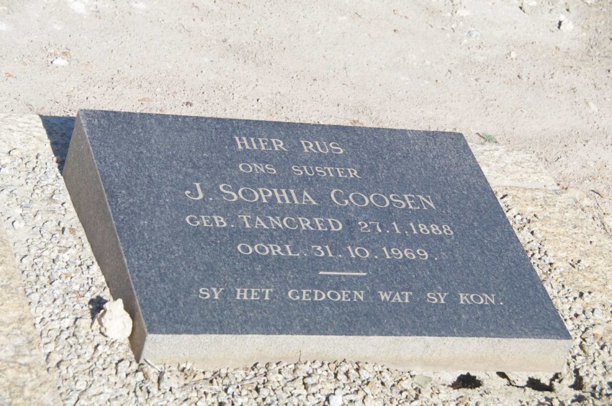 GOOSEN J. Sophia nee TANCRED 1888-1969