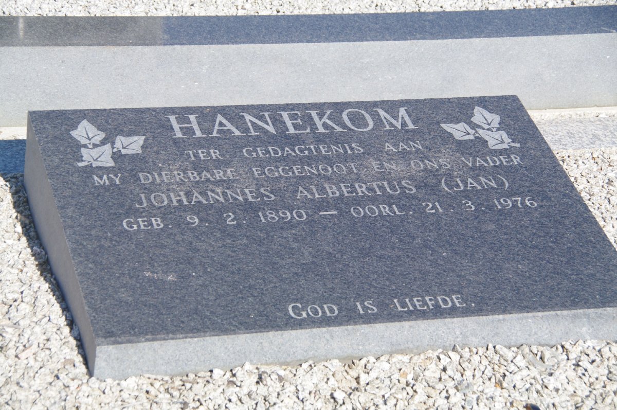 HANEKOM Johannes Albertus 1890-1976