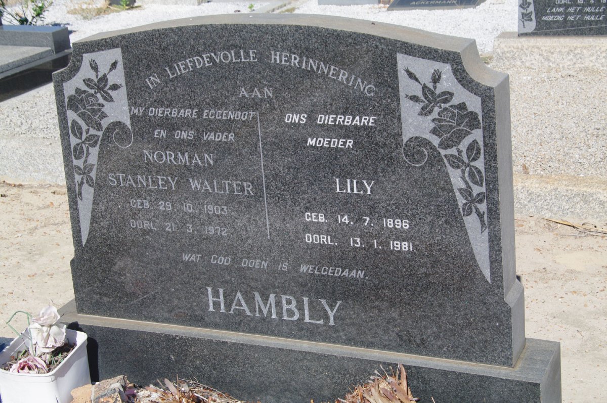 HAMBLY Norman Stanley Walter 1903-1972 &amp; Lily 1896-1981