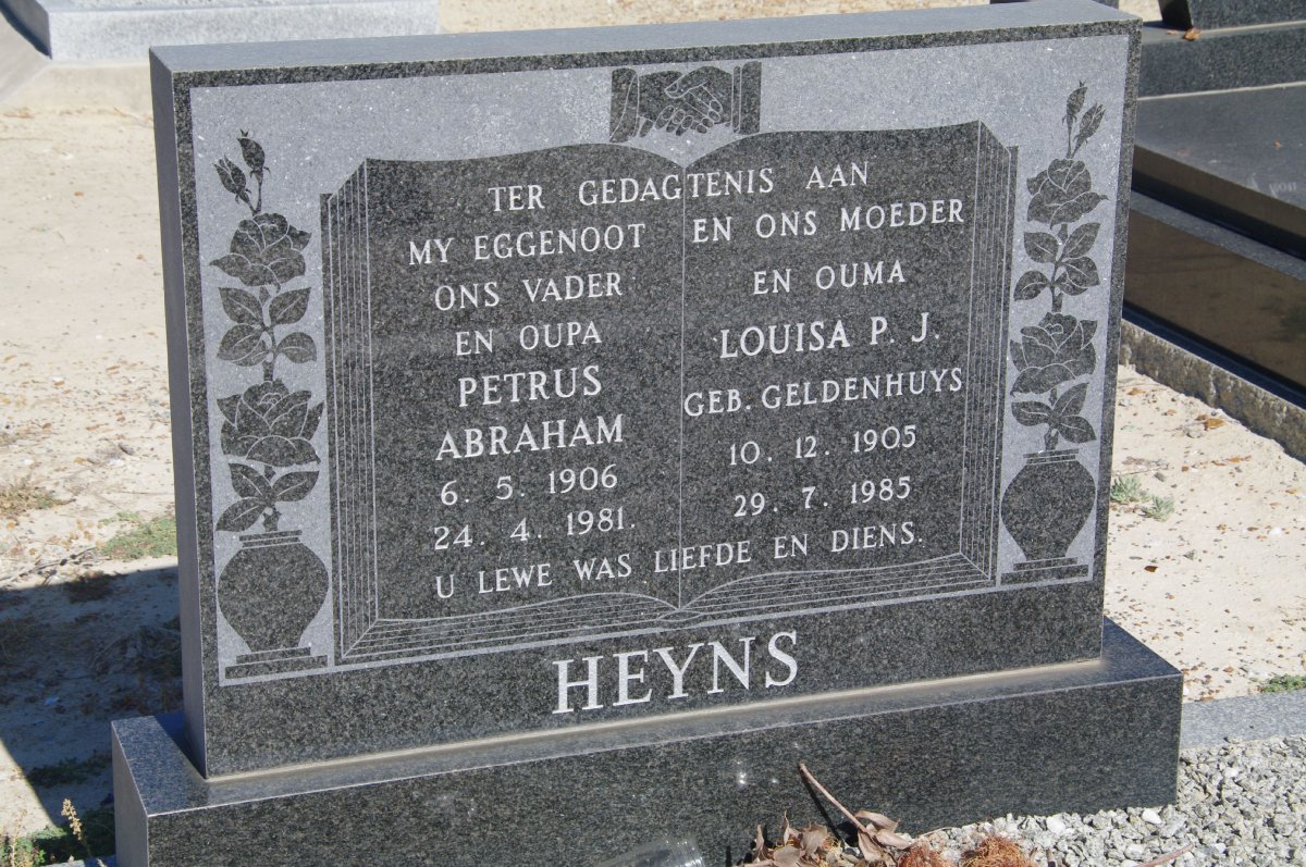 HEYNS Petrus Abraham 1906-1981 &amp; Louisa P.J. GELDENHUYS 1905-1985