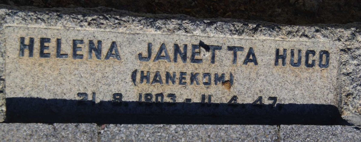 HUGO Helena Janetta nee HANEKOM 1903-1941