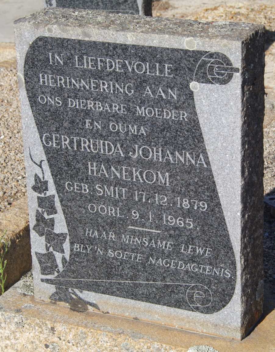 HANEKOM Gertruida Johanna nee SMITH 1879-1965