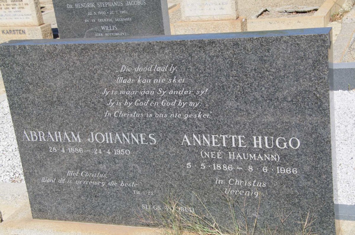 HUGO Abraham Johannes 1886-1950 &amp; Anette HAUMANN 1886-1966