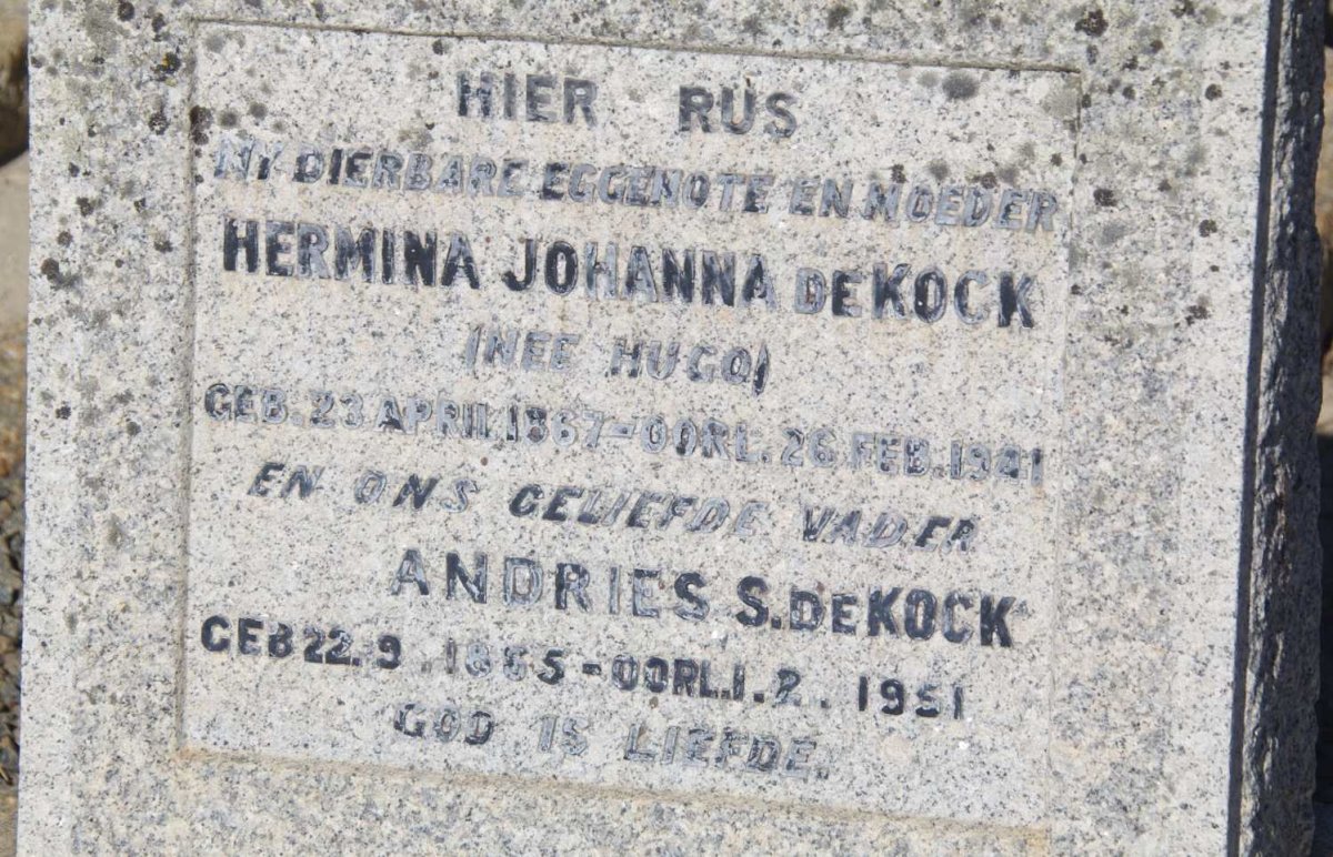 KOCK Andries S., de 1865-1951 &amp; Hermina Johanna HUGO 1867-1941
