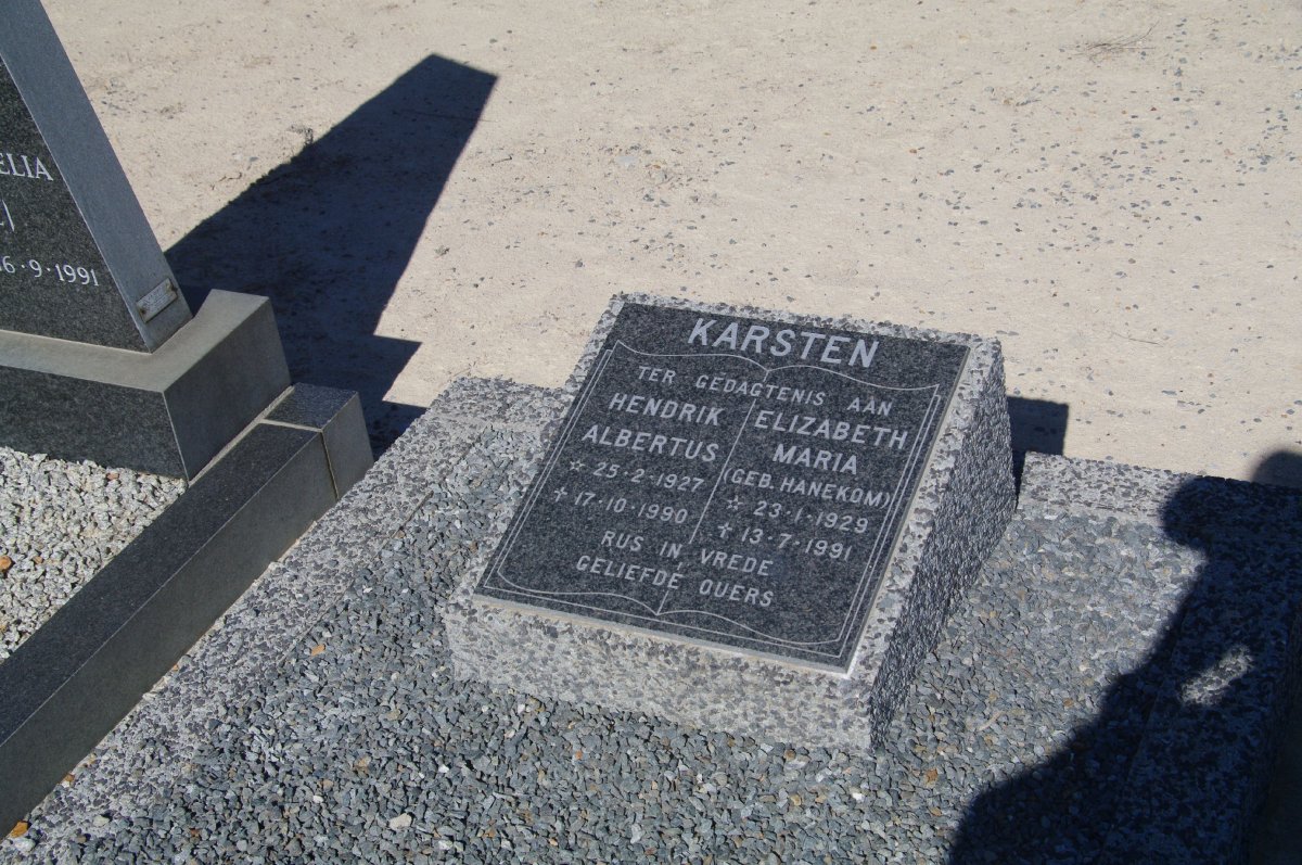 KARSTEN Hendrik Albertus 1927-1990 &amp; Elizabeth Maria 1929-1991