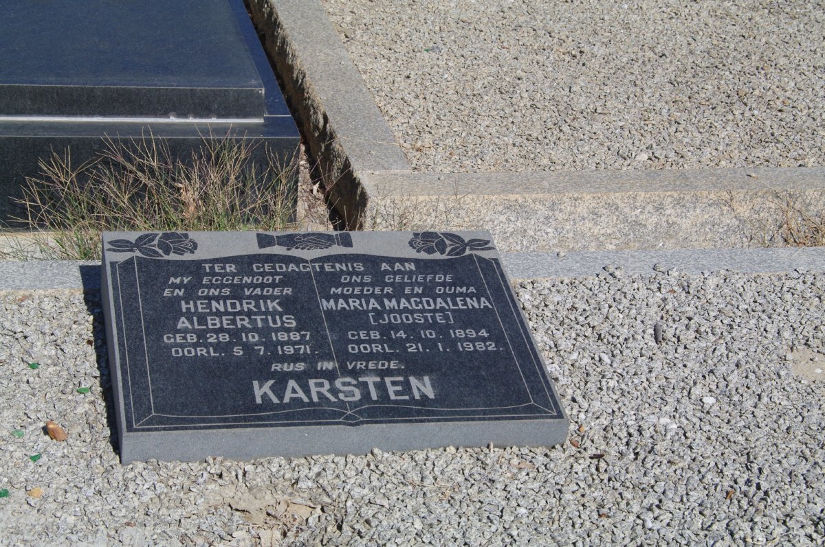 KARSTEN Hendrik Albertus 1887-1971 &amp; Maria Magdalena JOOSTE 1894-1982