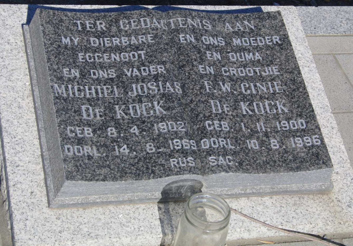 KOCK Michiel Josias, de 1902-1969 &amp; F.W. 1900-1996