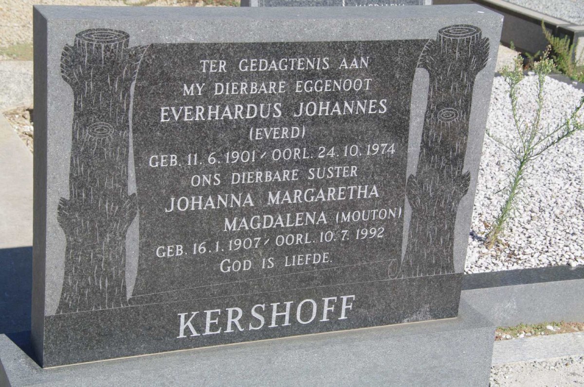 KERSHOFF Everhardus Johannes 1901-1974 &amp; Johanna Margaretha Magdalena MOUTON 1907-1992