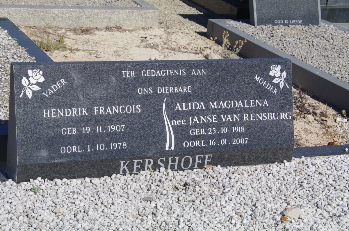 KERSHOFF Hendrik Francois 1907-1978 &amp; Alida Magdalena Janse van RENSBURG 1918-2007