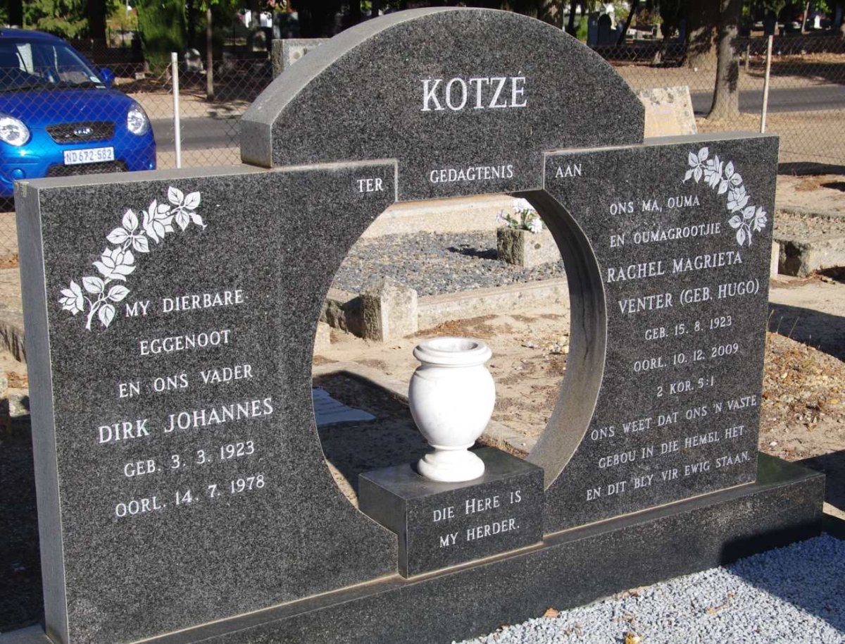 KOTZE Dirk Johannes 1923-1978 &amp; Rachel Magrieta Venter HUGO 1923-2009