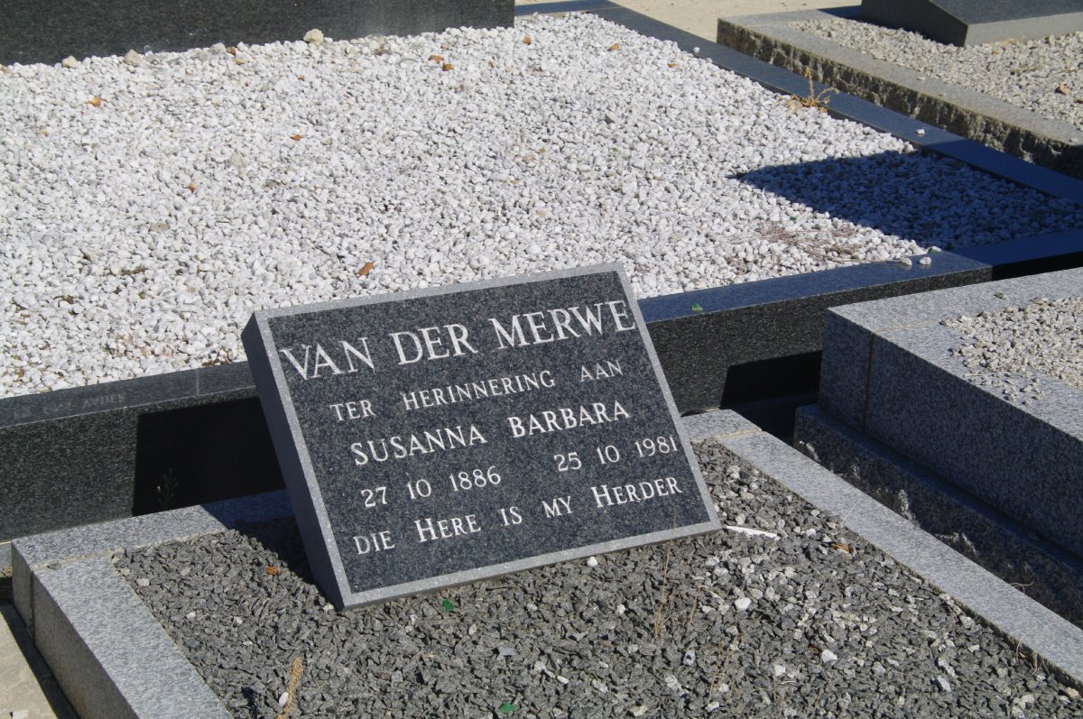 MERWE Susanna Barbara, van der 1886-1981